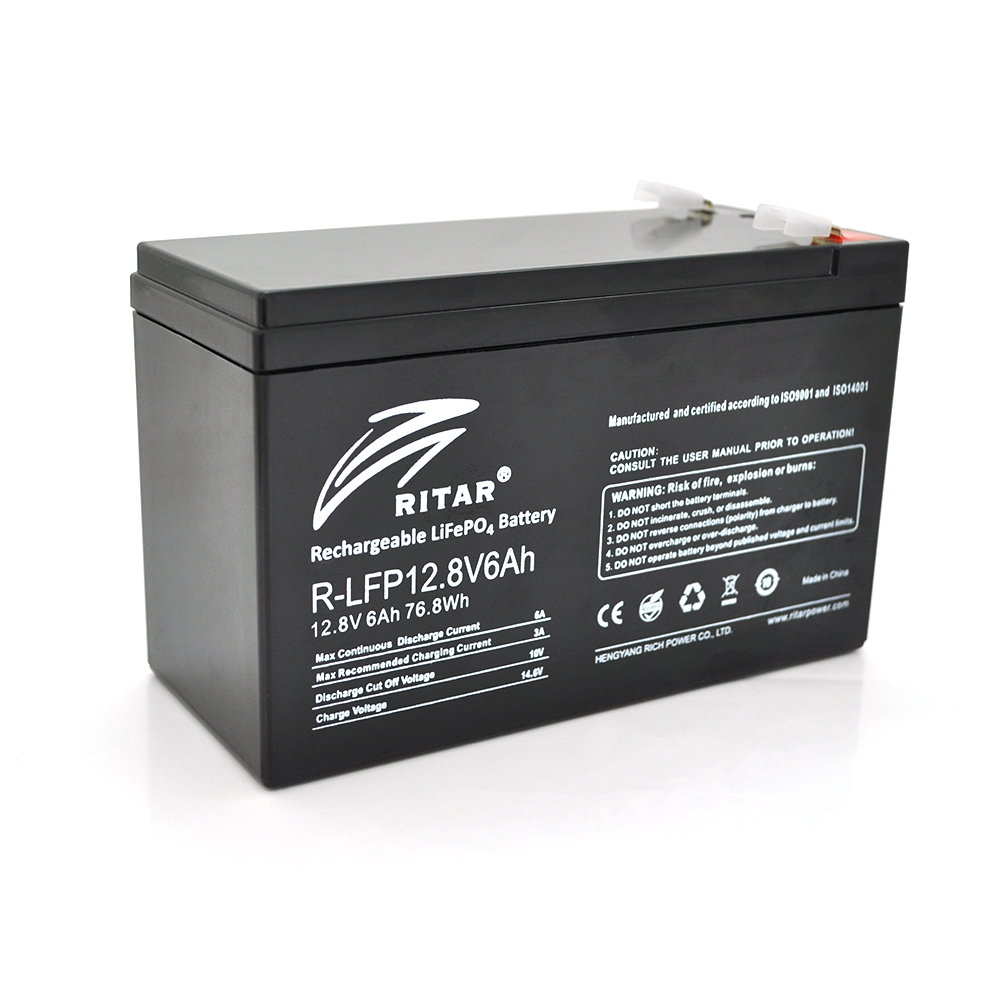 Аккумуляторная батарея Ritar LiFePO4 12,8V 6Ah (76,8Wh) BMS3A@4S  ( 150 x 65 x  95 (100) Q10