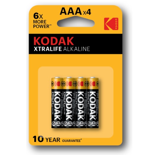 Батарейка лужна KODAK XTRALIFE LR03, AAA, 4шт в блістері, ціна за блістер