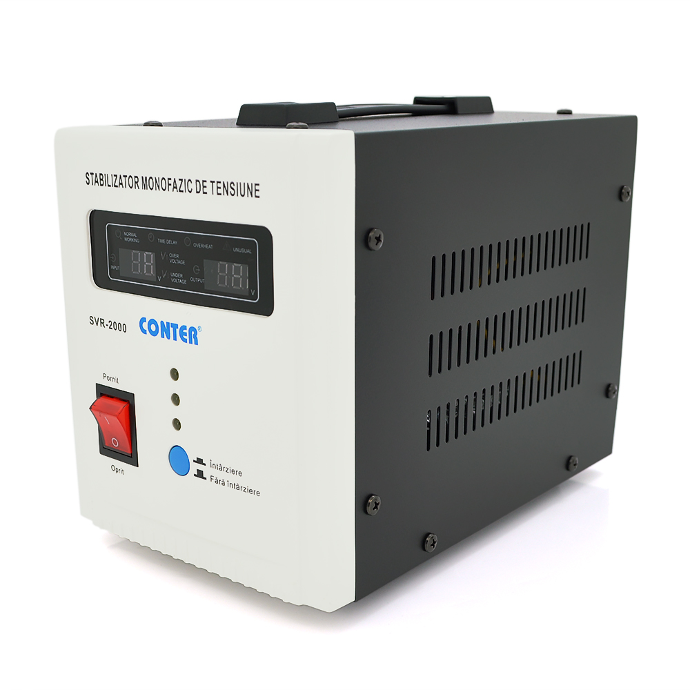 Стабілізатор напруги релейний Conter SVR-2000VA/1500W однофазний, напольного монтажу, LED дисплей, 140-260V, AC220±8%