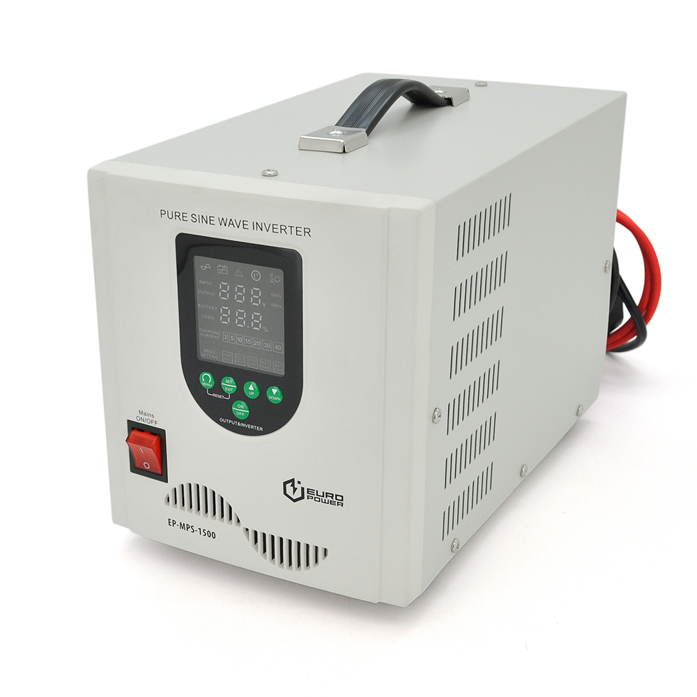ДБЖ з правильною синусоїдою Europower EP-MPS-1500/12 (1050 Вт) 5/10/15/20/30А, під зовнішню АКБ 12В (AGM/GEL/LFP), Q1 (390*245*275)