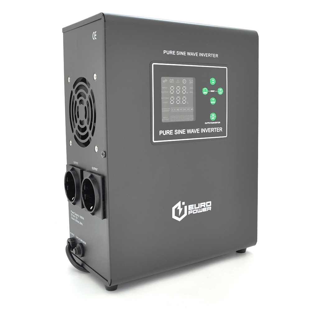ДБЖ з правильною синусоїдою Europower EPWM-MPS-1000/12 (700 Вт) 5/10/15/20А, під зовнішню АКБ 12В (AGM/GEL/LFP), кріплення на стіну, Q1 (420*350*230)