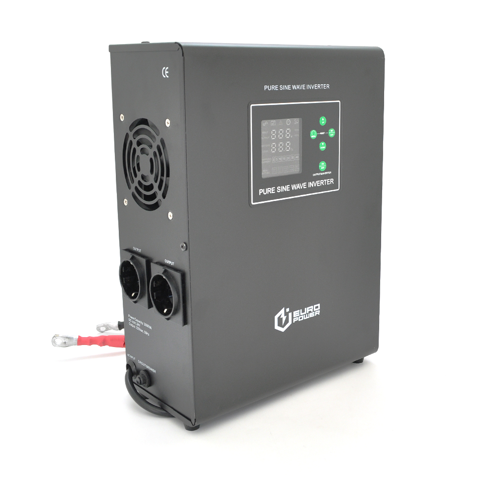 ДБЖ з правильною синусоїдою Europower EPWM-MPS-2500/24 (1800 Вт) 5/10/15/20/30А, під зовнішню АКБ 24В (AGM/GEL/LFP), кріплення на стіну. Q1 (460*230*380)