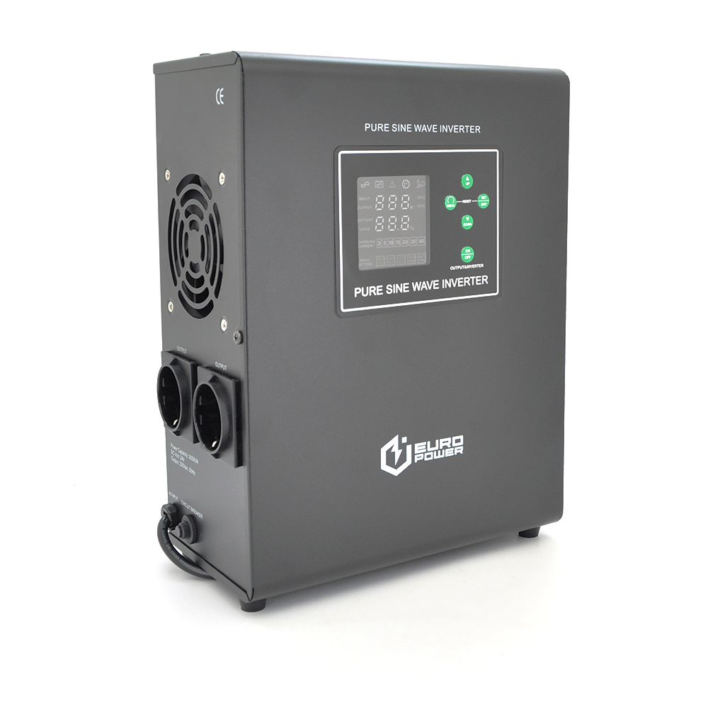 ДБЖ з правильною синусоїдою Europower EPWM-MPS-2000/24 (1400 Вт) 5/10/15/20/30А, під зовнішню АКБ 24В (AGM/GEL/LFP), кріплення на стіну. Q1 (420*350*230)