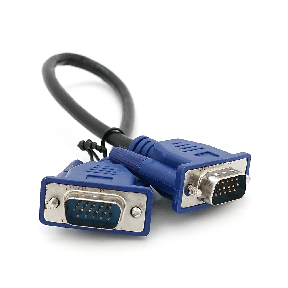 Кабель Merlion VGA 3+2 0.3m, male to male (тато-тато), чорно-синій, пакет Q250