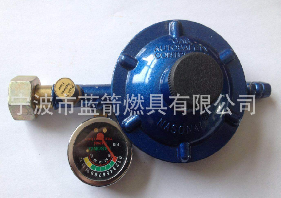 Газовий регулятор/редуктор Ningbo LJ-055, з манометром, для газових балонів, мембранний сильфонного типу однонаправлений, з різьбленням
