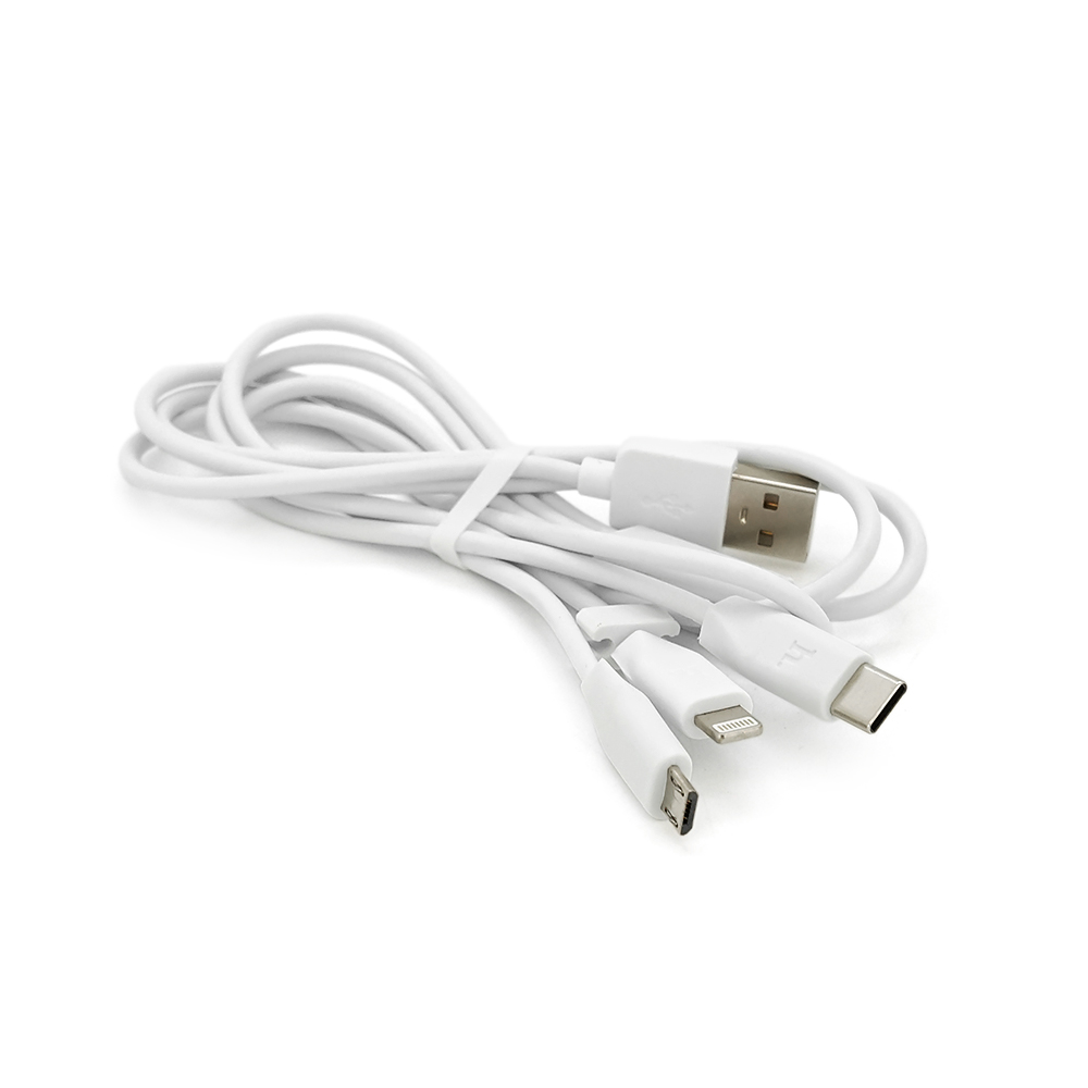 Кабель HOCO X1 USB-1 3 in 1 Micro/Iphone/Type-C, 2A, довжина 1м, White, Box