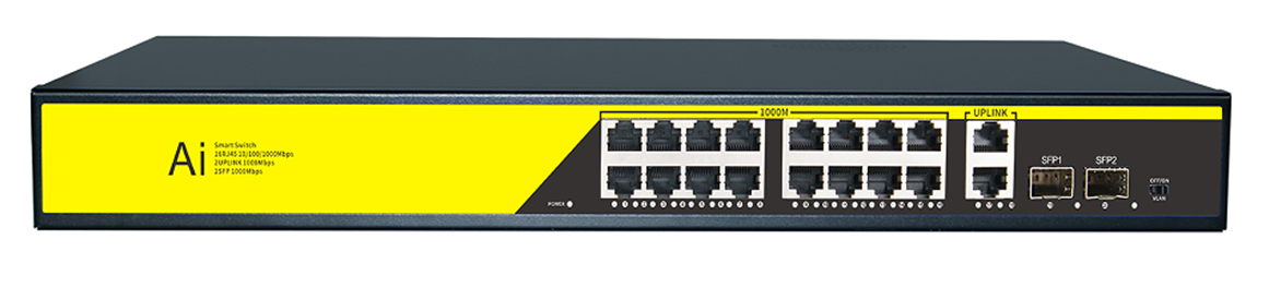 POE комутатор гігабітний Merlion 16 POE + 2 RJ45 + 2 SFP 10/100/1000 вбудований блок живлення 52V 4.8A