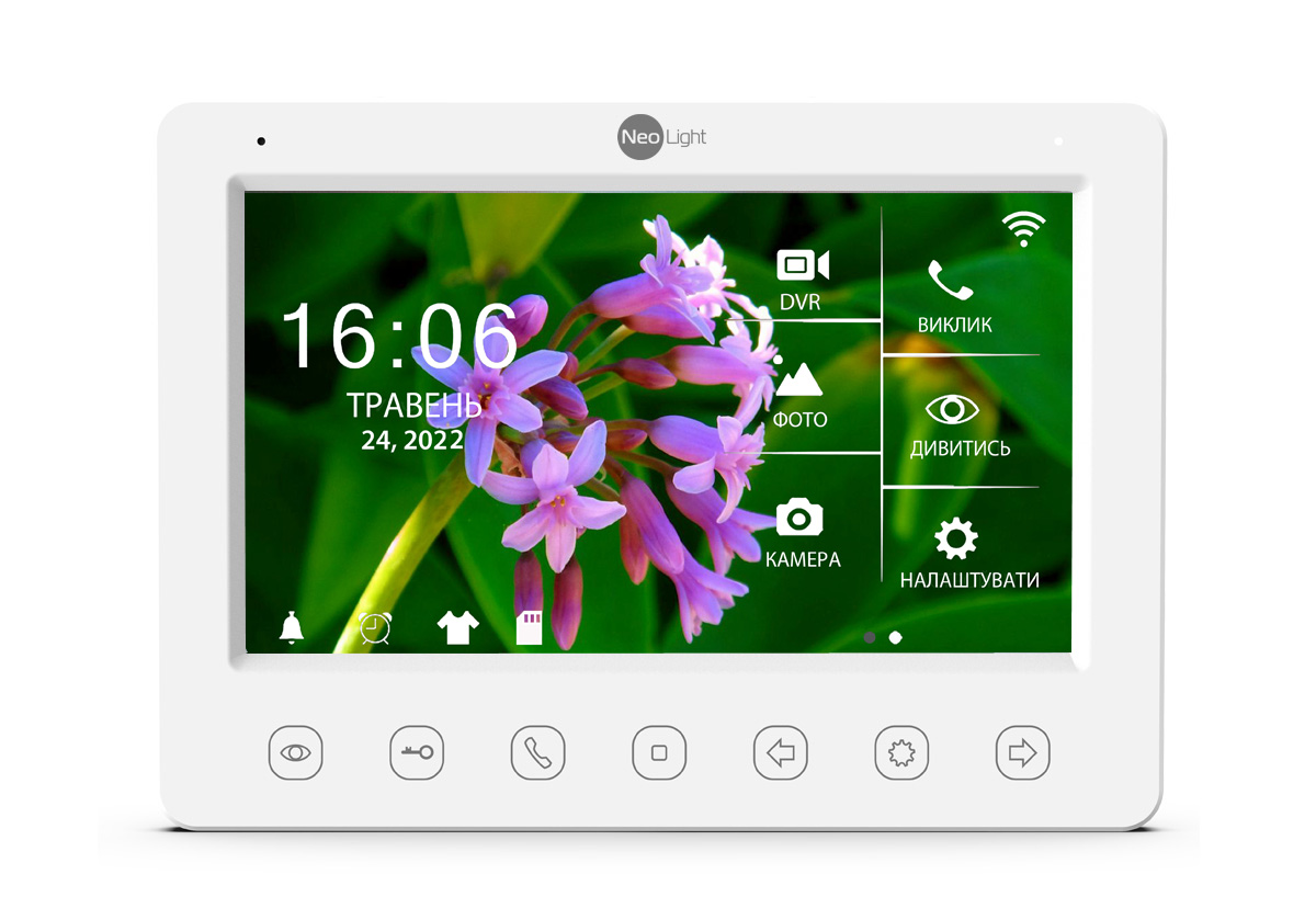 7-дюймовий Full HD відеодомофон з WiFi\LAN і можливістю перегляду архіву з телефону NeoLight KAPPA+ HD WF білий