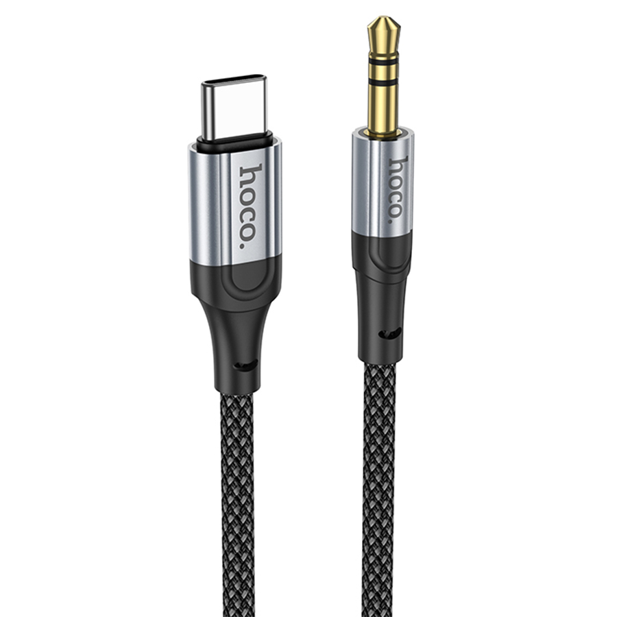 Кабель HOCO UPA26 DC3.5 (тато) => Type-C (тато), круглий в обплетенні, 1м, Black, Box