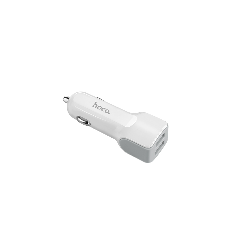 АЗУ 12-24V HOCO Z23, 2xUSB, 12W, White, Box