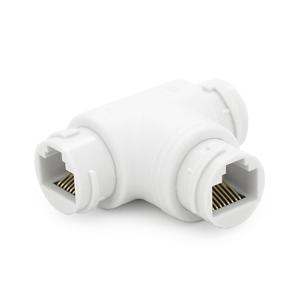 Розгалужувач RJ45 8P8C IP68 мама/2 Х мама RJ45 для розгалуження кабелю, білий, водонепроникний, Q100