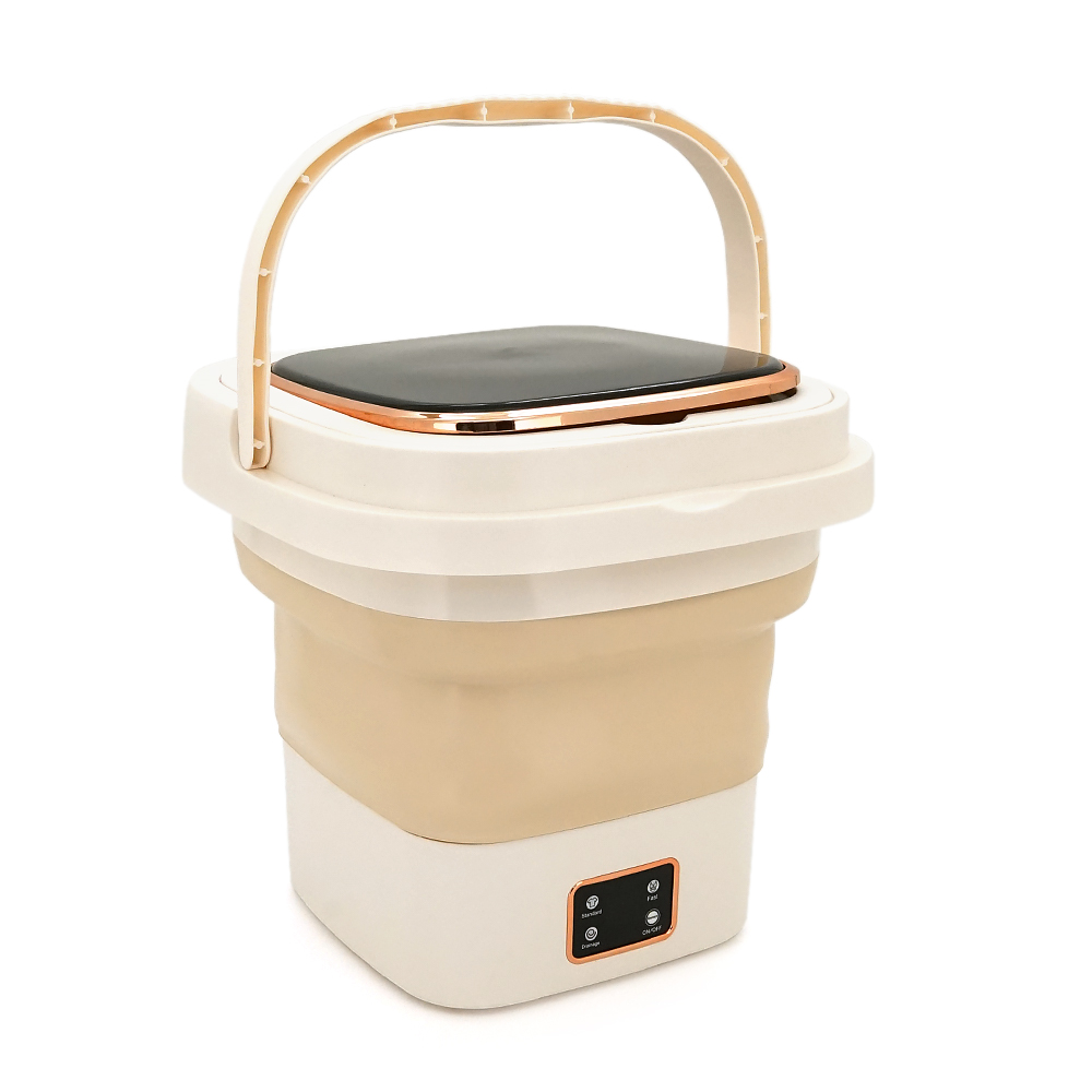 Пральна машина H576 MINI B, складана, 9л, 12В, 25Вт, 1.2кг, LED-індикатор, електронне керування, 29,5*29,5(14.5)мм, пластик, бежевий