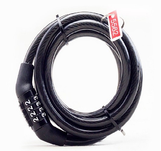 Замок велосипедний тросовий кодовий Dead Fly Lock 532, довжина 6*1000мм, АBS/сталевий дріт, Black