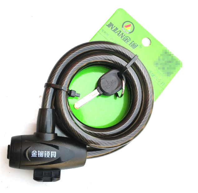 Замок тросовий велосипедний на ключі Golden Mace Lock 588, довжина 12*1200мм, PVC/сталь, Black