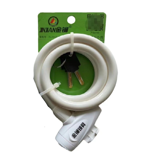 Замок тросовий велосипедний на ключі Golden Mace Lock 588, довжина 12*1200мм, PVC/сталь, White