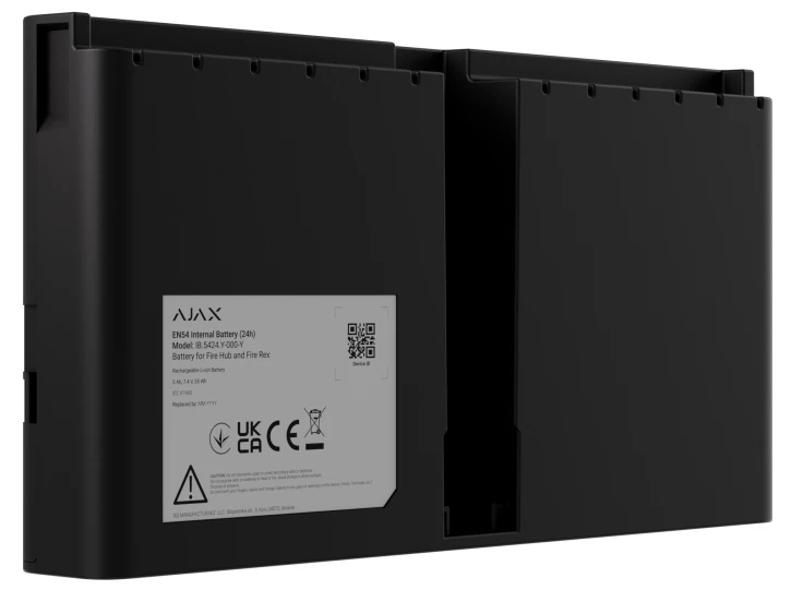 Li-ion батарея Ajax EN54 Internal Battery (24h), що перезаряджається, для EN54 Fire Hub і EN54 Fire ReX, Black