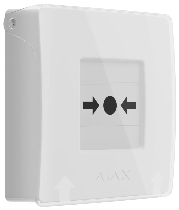 Бездротова настінна кнопка для активації пожежної тривоги Ajax ManualCallPoint White