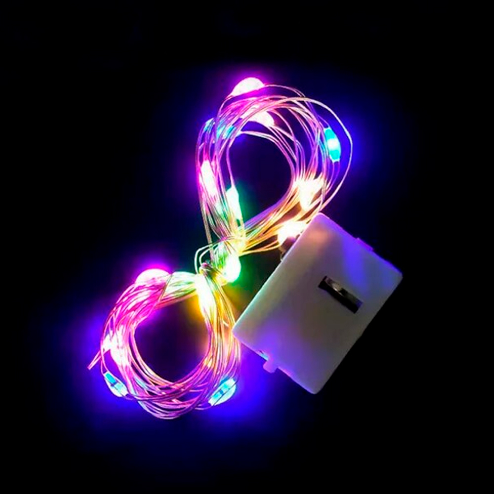 Гірлянда 20LED, 1 режим, 3 метри, прозора ізоляція, живлення від 3*АА, Mix Color