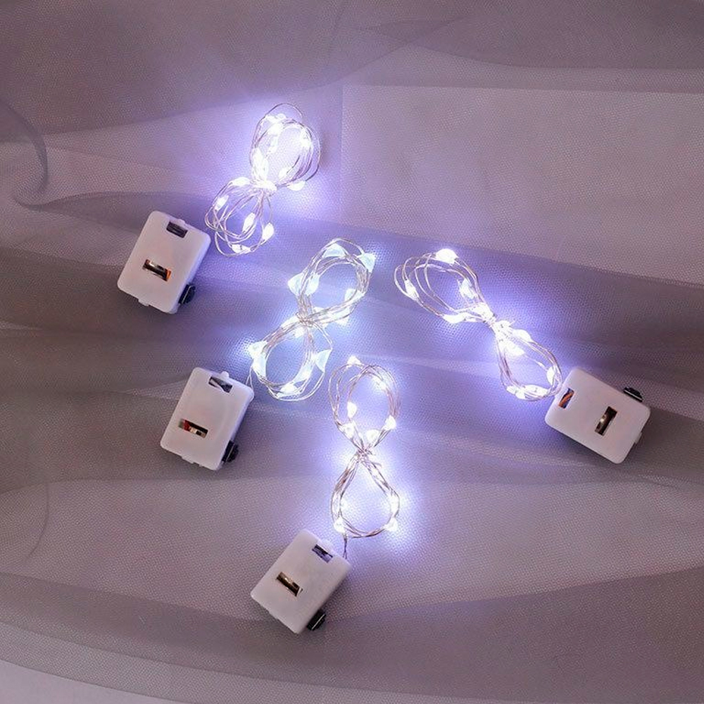 Гірлянда 20LED, 1 режим, 3 метри, прозора ізоляція, живлення від 3*АА, White