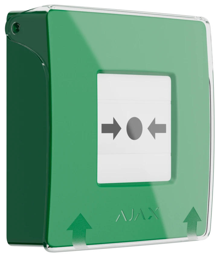 Бездротова настінна кнопка для активації пожежної тривоги Ajax ManualCallPoint Green