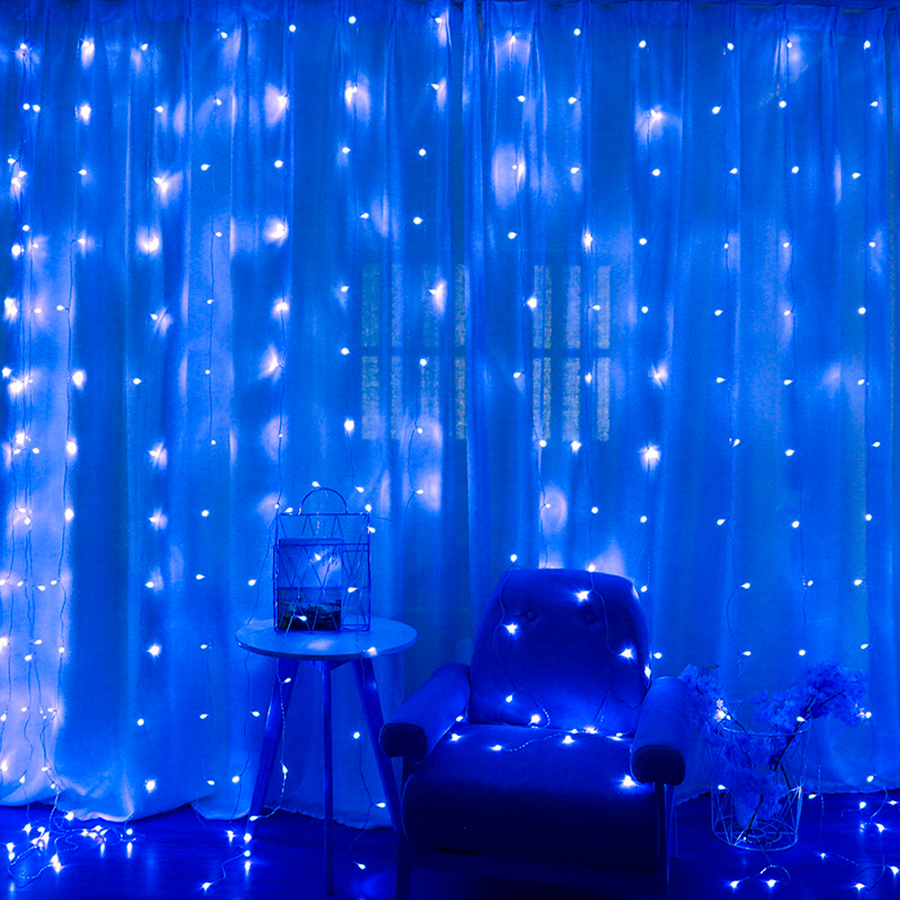 Гірлянда 240LED Водоспад Blue, 8 режимів, 3*2 метр, прозора ізоляція, живлення 220V