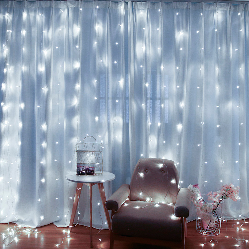 Гірлянда 240LED Водоспад White, 8 режимів, 3*2 метр, прозора ізоляція, живлення 220V