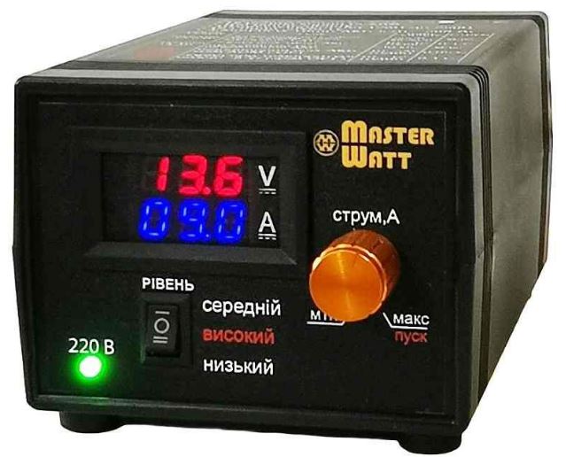 ЗУ для LiFePO4 акумуляторів MW-IZU12-25A(Ц) 12V з цифровим амперметром та регулятором струму до 25А, 150-250V, (MF,AGM,GEL,CA/CA,LiFePO4)