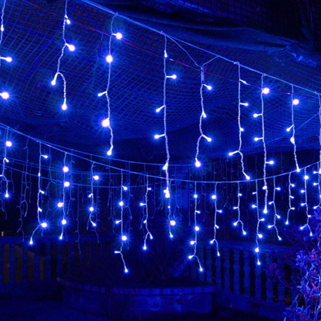 Гірлянда 96LED (Бахрома) Blue, 5х0, 4м, 24 смуги, 8 режимів, прозора ізоляція
