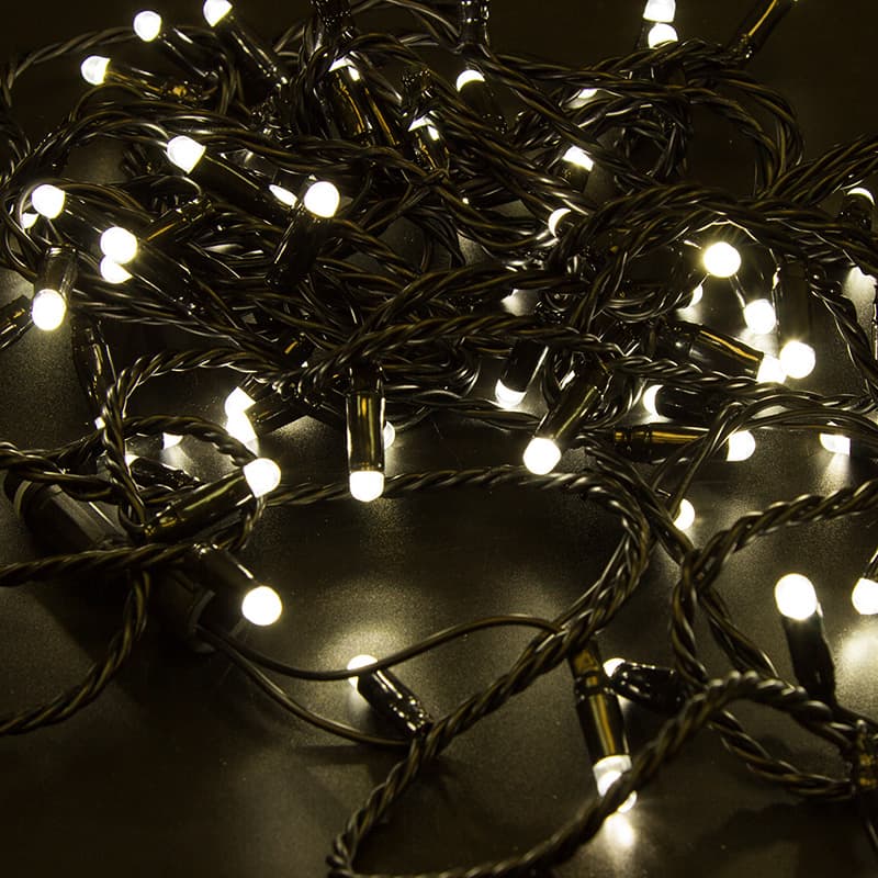 Гірлянда 200LED (Діод) White Hot, 20 метрів, вилка, що підлягає, чорна ізоляція