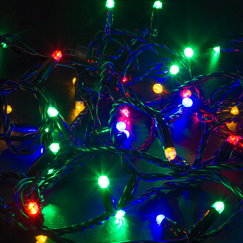 Гірлянда 200LED (Діод) RGB, 20 метрів, вилка, що підлягає, чорна ізоляція