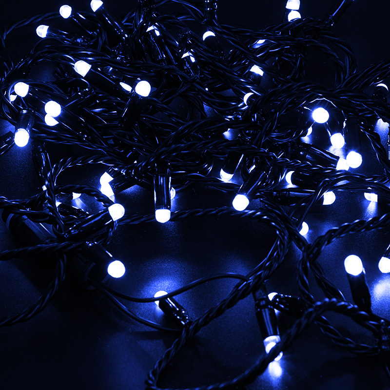 Гірлянда 200LED (Діод) Blue, 20 метрів, вилка, що підлягає, чорна ізоляція
