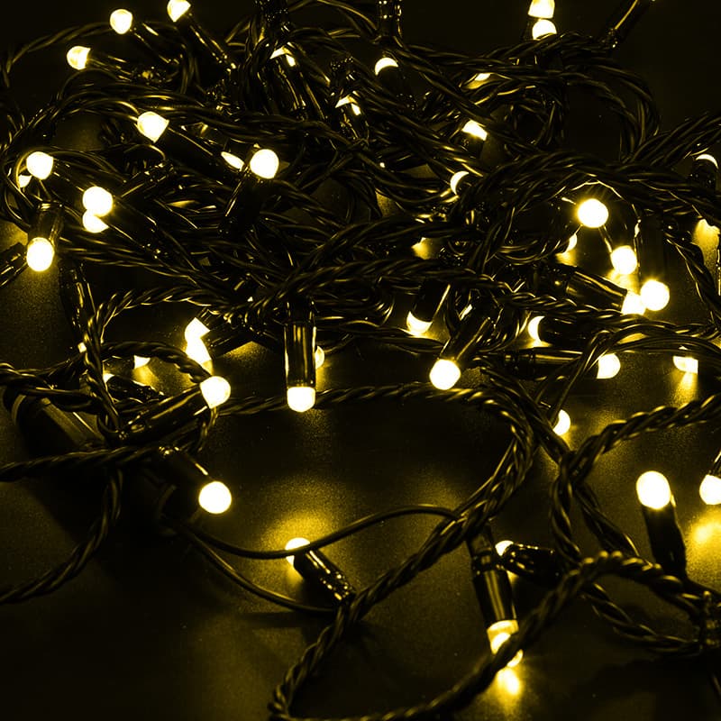 Гірлянда 200LED (Діод) Yelow, 20 метрів, вилка, що підлягає, чорна ізоляція