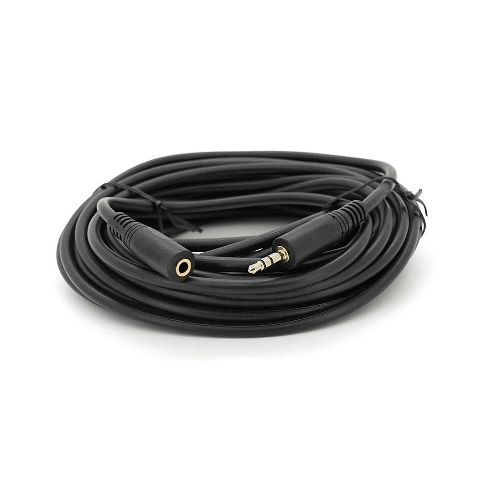 Подовжувач Audio DC3.5 тато-мама 10.0м, Premium GOLD Stereo Jack, (круглий) Black cable, Пакет Q120
