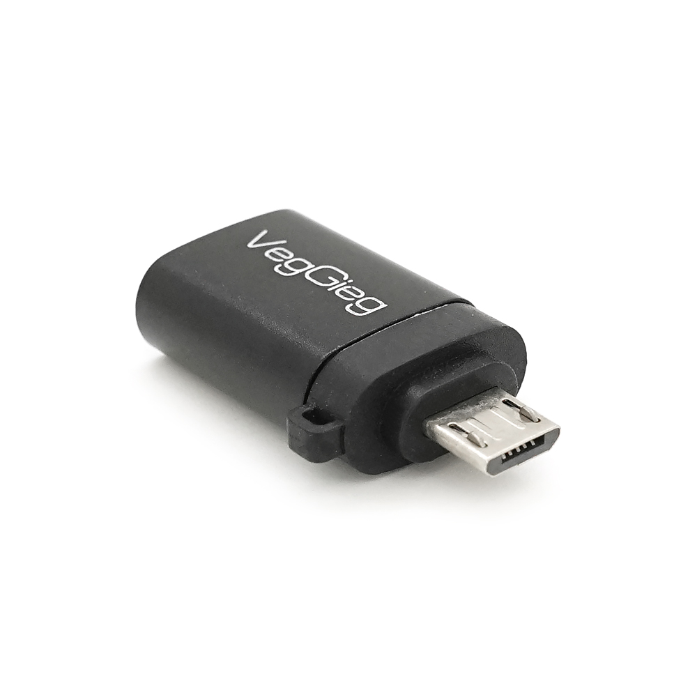 Перехідник VEGGIEG V-S123 USB3.0(AF) OTG => microUSB(M), Black, Пакет