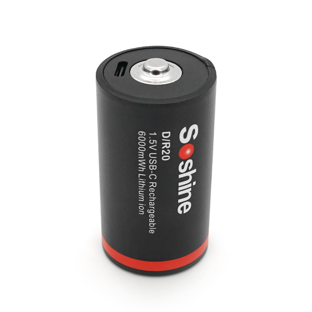 Акумулятор Soshine D-1.5-6000USB, D/LR20, Li-Ion 1.5V, USB-C, 6000mWh, 1.8A