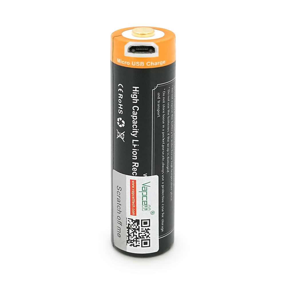 Акумулятор 18650 Li-Ion Vapcell P1835A, 3500mAh, 10A, 3.6V (2.5-4.2V), Micro USB, 2 шт. в упаковці, ціна за 1 шт.
