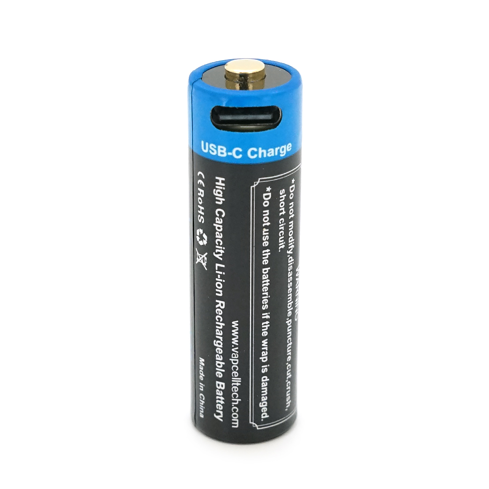 Акумулятор 14500 Li-Ion Vapcell P1422A, 2250mAh, 1.5V AA 3.4Wh, USB type-c