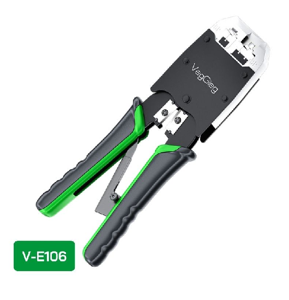 Інструмент VegGieg V-E106 для обтискання RJ-45 (8P8C) та RJ-12/11 (6P6C) 4P4C, Чорно/Зелені Q10