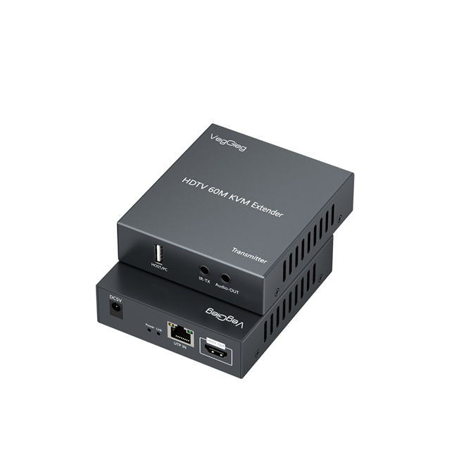 Активний VEGGIEG V-HD010 KVM HDMI 2*1 спліттер 60m, HDMI 1080P, USB & Audio Support, Grey, Box