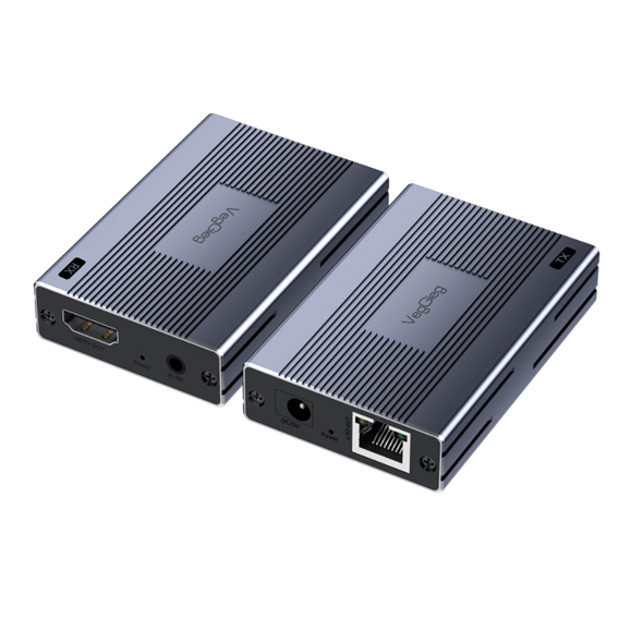Активний VEGGIEG V-HE60 HDMI 2*1 конвертер 60m, HDMI 1080P, LAN CAT 5E/6At, Grey, Box