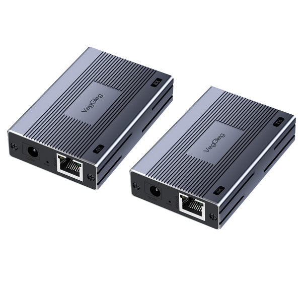 Активний VEGGIEG V-HE120 HDMI 2*1 конвертер 60m, HDMI 1080P, LAN CAT 5E/6At, Grey, Box