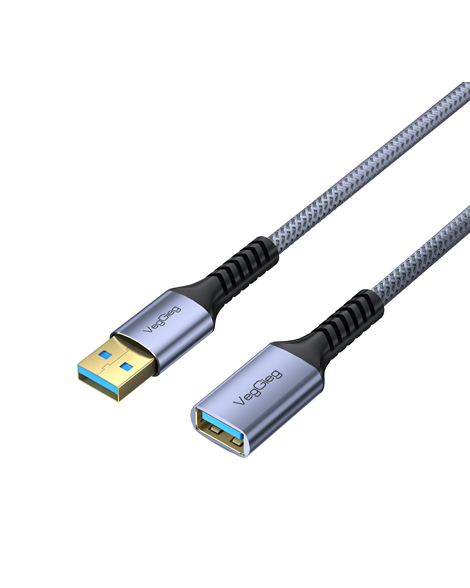 Кабель VEGGIEG V-U348, AM/AF, USB3.0, Gray, довжина 2м, Box