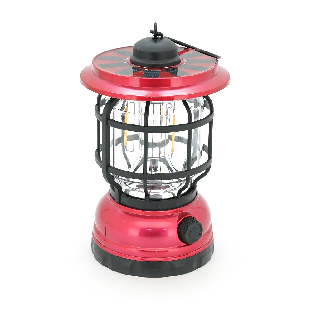 Лампа-ліхтар SW-1933T, 3LED, диммер, корпус-пластик, ударостійкий, USB кабель + Solar, акум 18650, Red, BOX