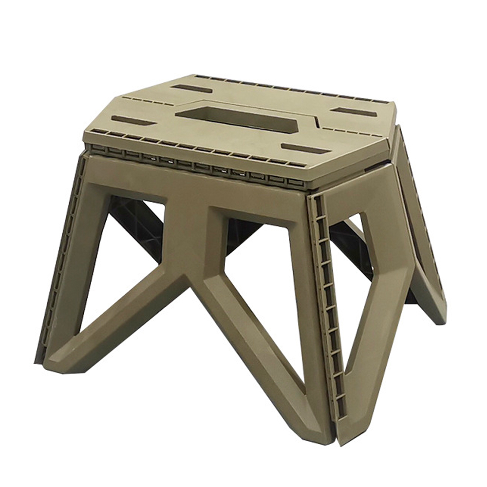 Складаний табурет Voltronic, пластик, до 150 кг, 240х280х340 мм, колір: хакі