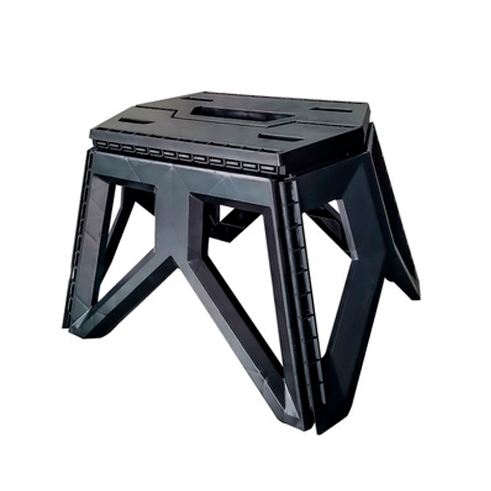 Складаний табурет Voltronic, пластик, до 150 кг, 240х280х340 мм, колір: чорний
