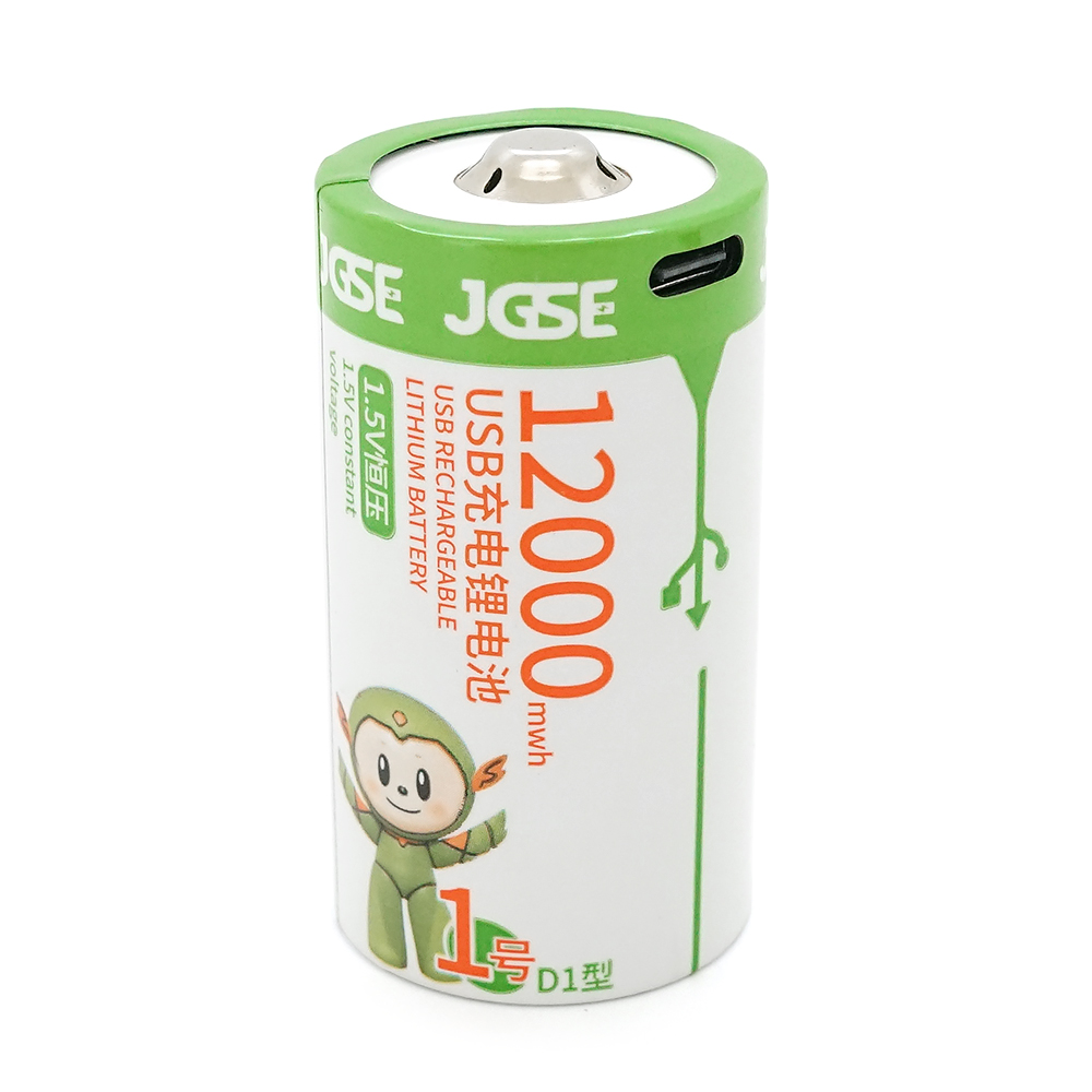 Акумулятор JGSE AA/D Lithium, 1.5V 12000mWh, Type-C 5V, 32*61mm