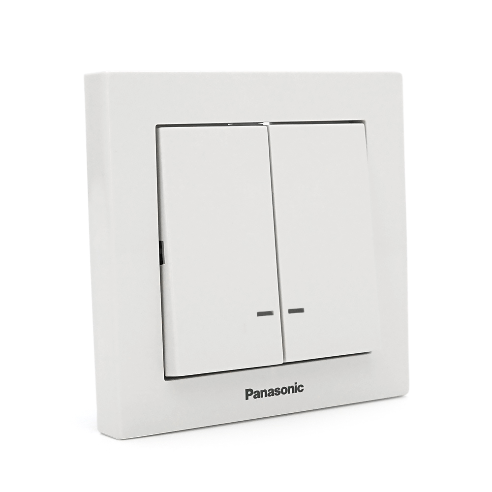 Вимикач Panasonic Karre Plus 55 двоклавішний з підсвічуванням, білий