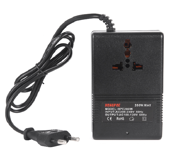 Перетворювач напруги трансформаторний 200W Input 220 V / Output 110V, + універсальна розетка