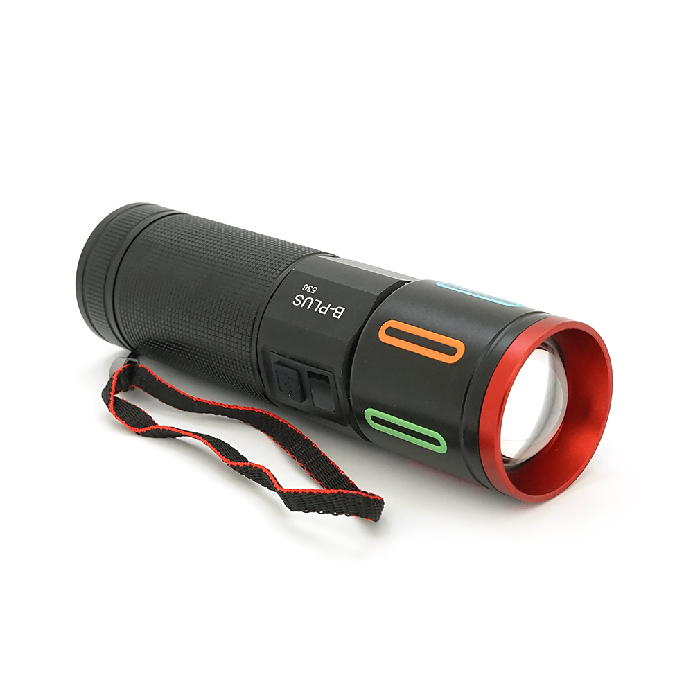 Ліхтар пошуковий BP-536 LED PM60, 3 режими, індикація заряду, живлення від 3*18650, IP65, USB кабель, 210х120х50мм, 0,515кг, Black, BOX