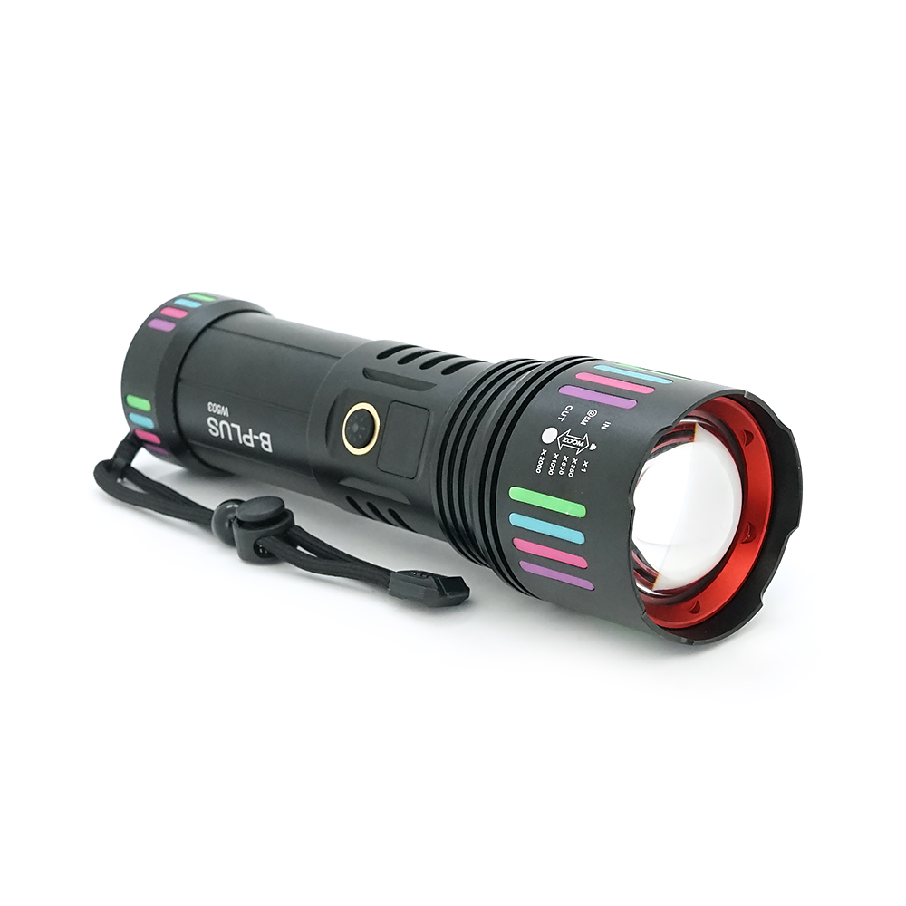 Ліхтар пошуковий BP-W503 LED PM60, 5 режимів, індикація заряду, живлення від 3*18650, IP65, кабель USB, 230х130х70мм, 0,850кг, Black, BOX